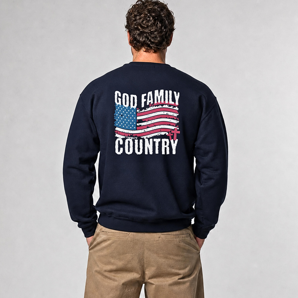 God Family Country Graphic Sweatshirt