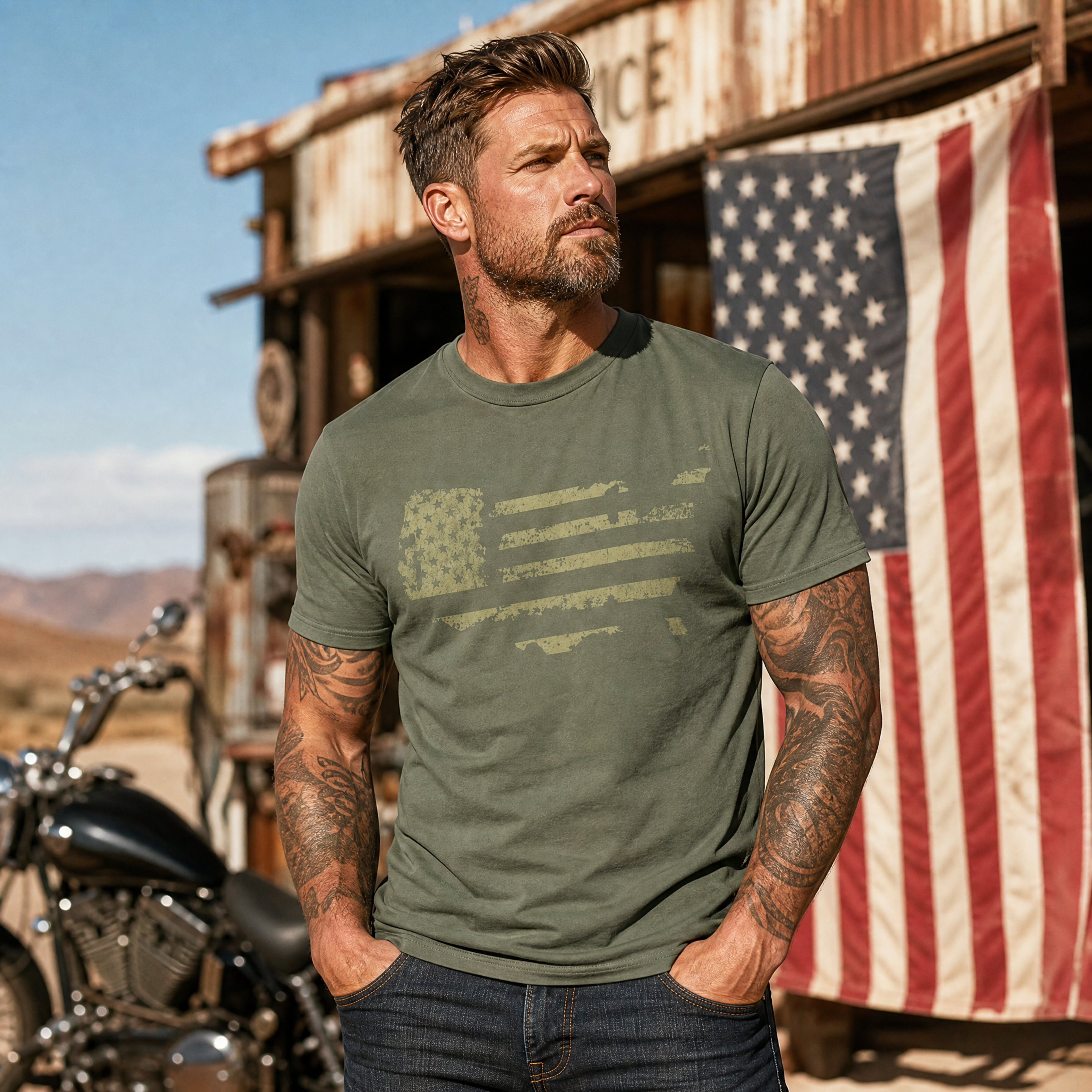 Distressed USA Flag Graphic T-Shirt